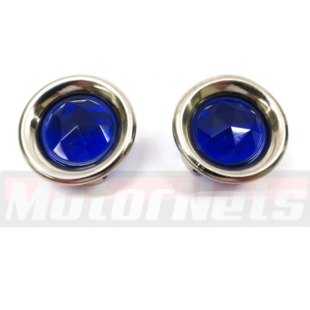 Blue Dot Tail Light Lens Insert, Universal Lens Enhancer w/ Chrome Ring Set of 2