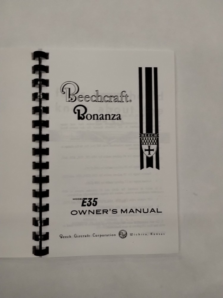 Beechcraft Bonanza Model E35 Owner's Manual-Copy