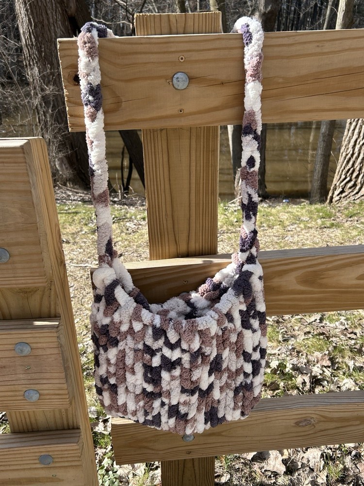 Hand Knit Crochet Tote Bag