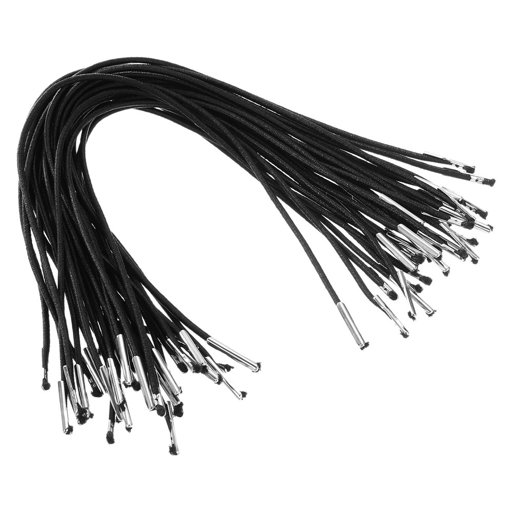 50Pcs 10" Elastic Barbed Cord 1.6mm Loop Stretch Round String Black