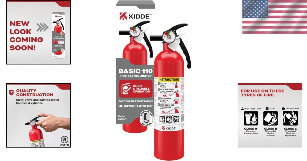 FA110G, Multi Purpose Fire Extinguisher for Home, Office, Dorm, Residential, ...