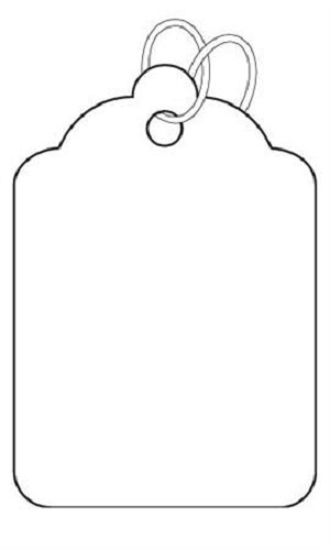 1000 White String Tags Strung 1 7/16"W x 2 ⅛" #7 Blank Merchandise Strings Large