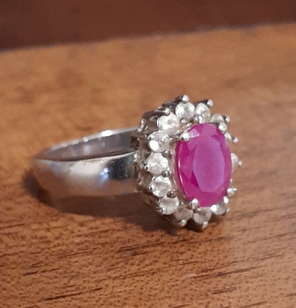 925 Women's Ruby SILVER RING SOLITAIRE SEAL