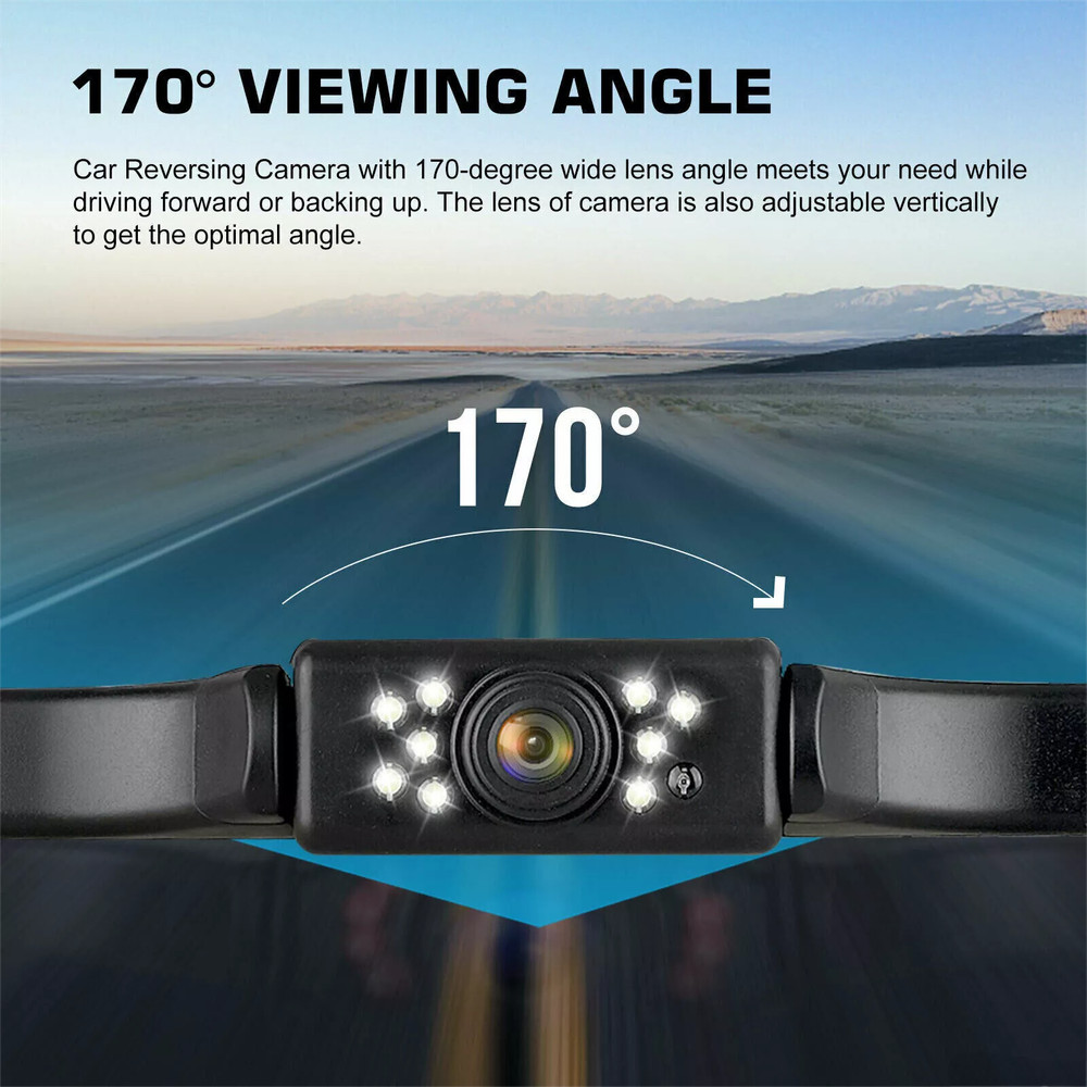 Rearview Backup Camera Reverse Parking Compatible For US License Plates 170°