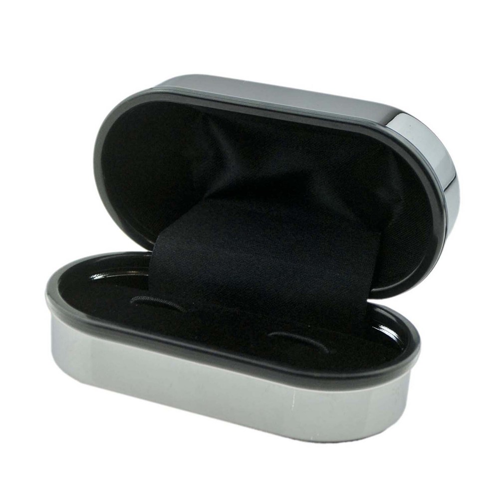 Blue Woollen Pattern Design Round Cufflinks Presented in a Personalised Box