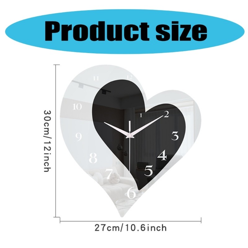 Decorative Heart Wall Clock Acrylic Quiet Operations Wall Clock for Office Home