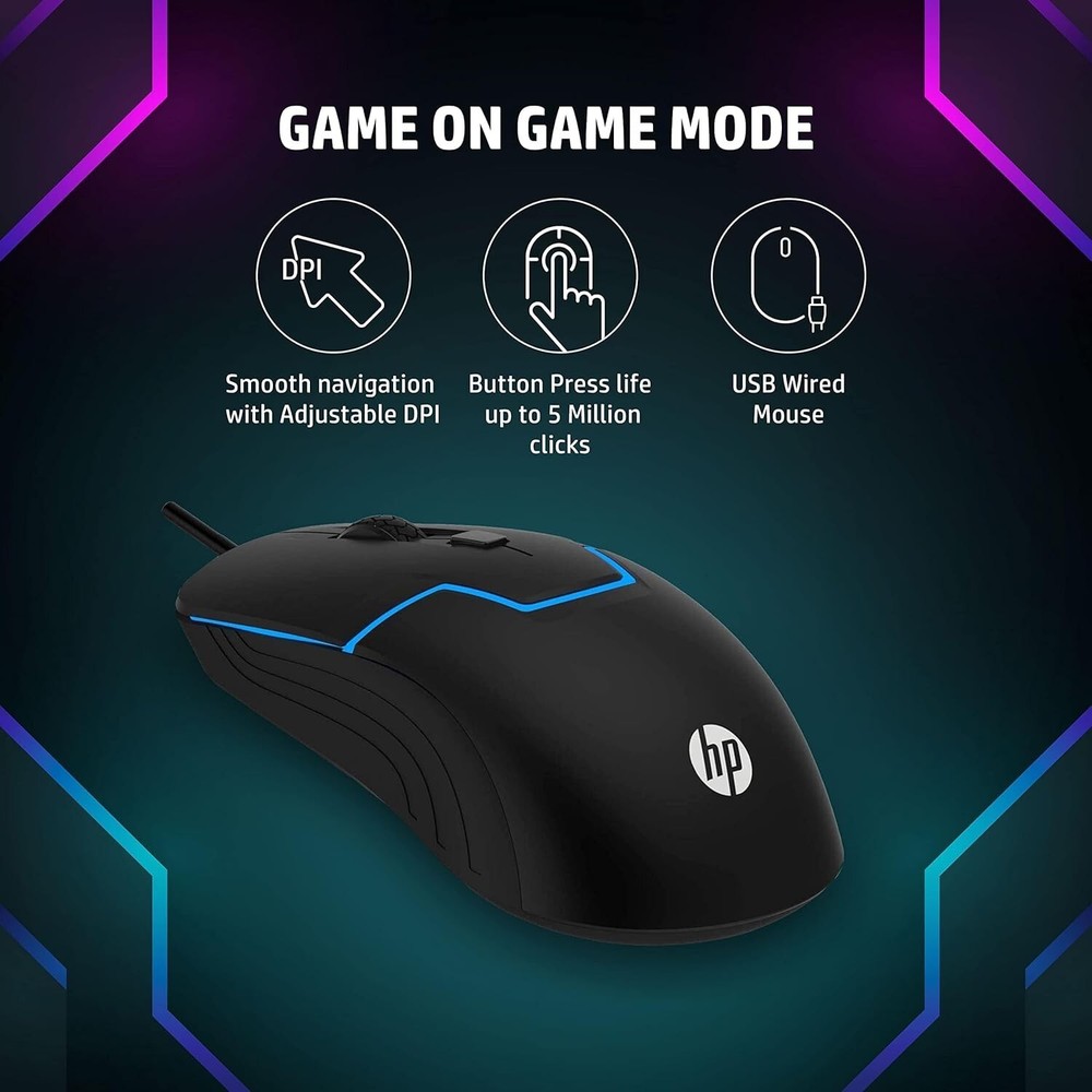HP USB Wired Gaming Optical Mouse with LED Backlight