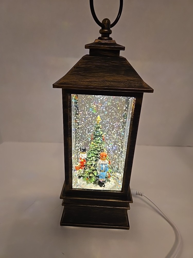 Christmas snow globe lantern With Tree & Nutcrackers - Battery Or DC.