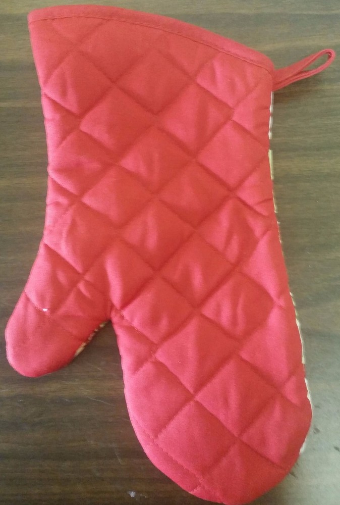 Fabric Printed Kitchen 13" Jumbo Oven Mitt, FLOWERS 2