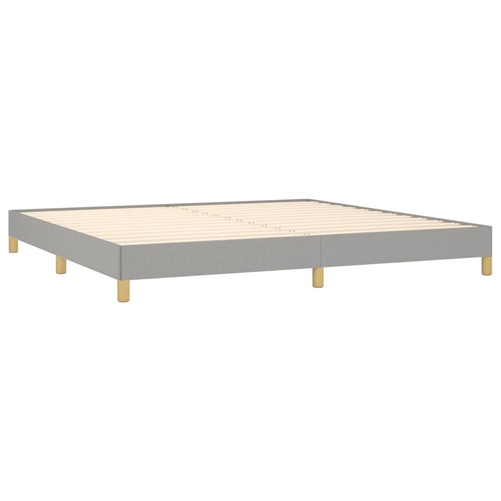 Bed Frame Light grey 100% polyester, plywood, engineered wood King