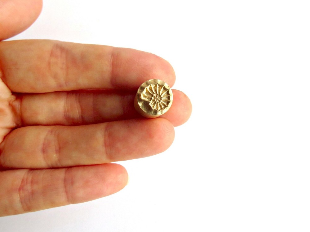Ammonite Brass Mini Stamp Lampwork Tool