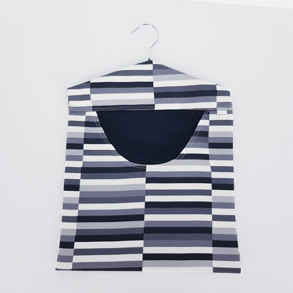 Peg Bag Handmade Black White Grey Abstract Lined Laundry Clothes Peg Holder