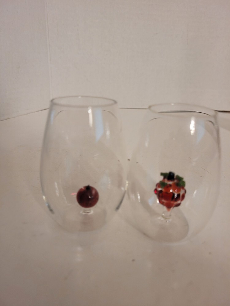 Hand Blown Delicate 5 Shot Glasses with Fruit Inside MUST SEE