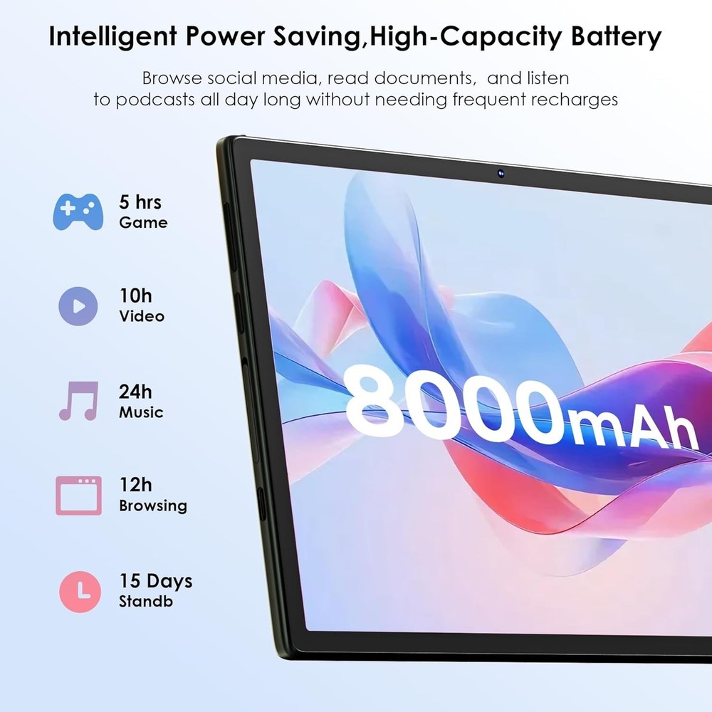 2026 Android 15 Tablet,10.1 inch Tablet with Drop-proof Case,Octa-core(bundle)
