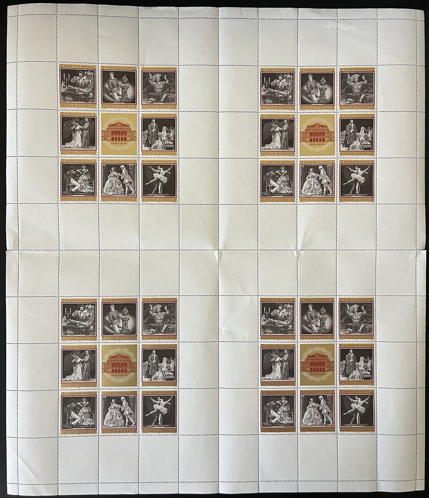 AUSTRIA  1969 - 4 Opera Mini Sheets - Post Office Counter Issue on 1 Sheet - MNH