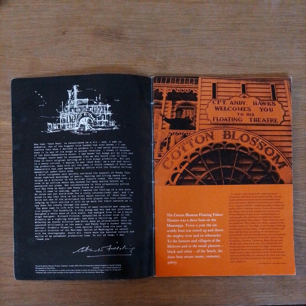 Showboat Program From The Alelphi Theatre London 1971