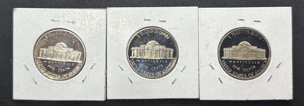 3 Different Proof Jefferson Nickels 2000 - 2007