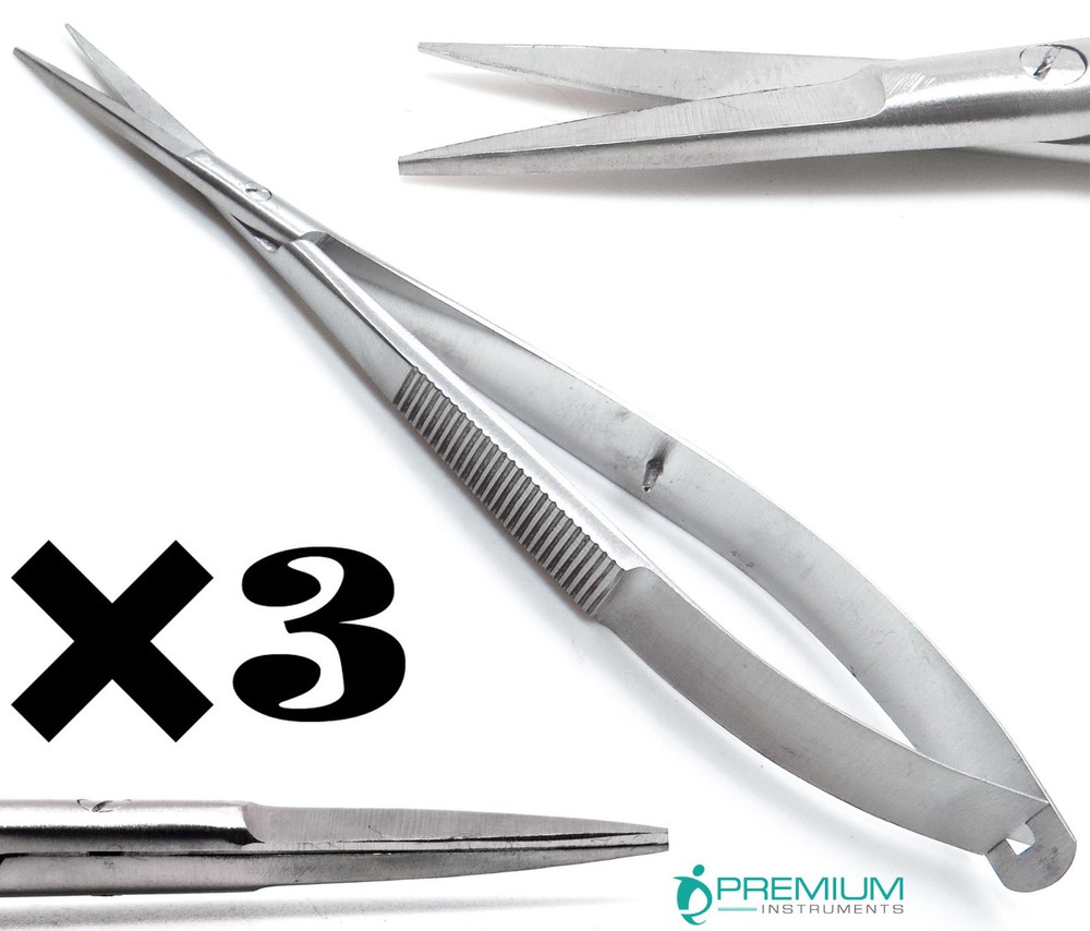 3× Castroviejo Straight Scissors Sharp/Sharp 4.5" Micro Surgery Instruments