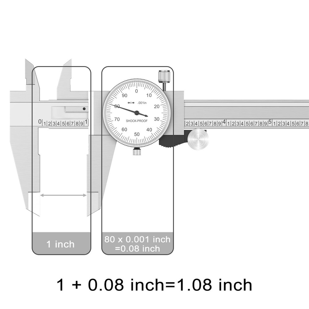 Dial Caliper Shockproof Dial Caliper Precision Caliper with Watch 0-9" Range,...
