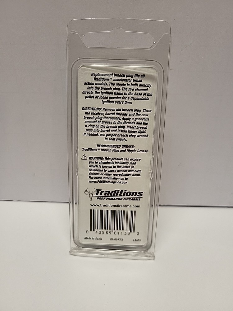 TRADITIONS ACCELERATOR REPLACEMENT BREECH PLUG A1443