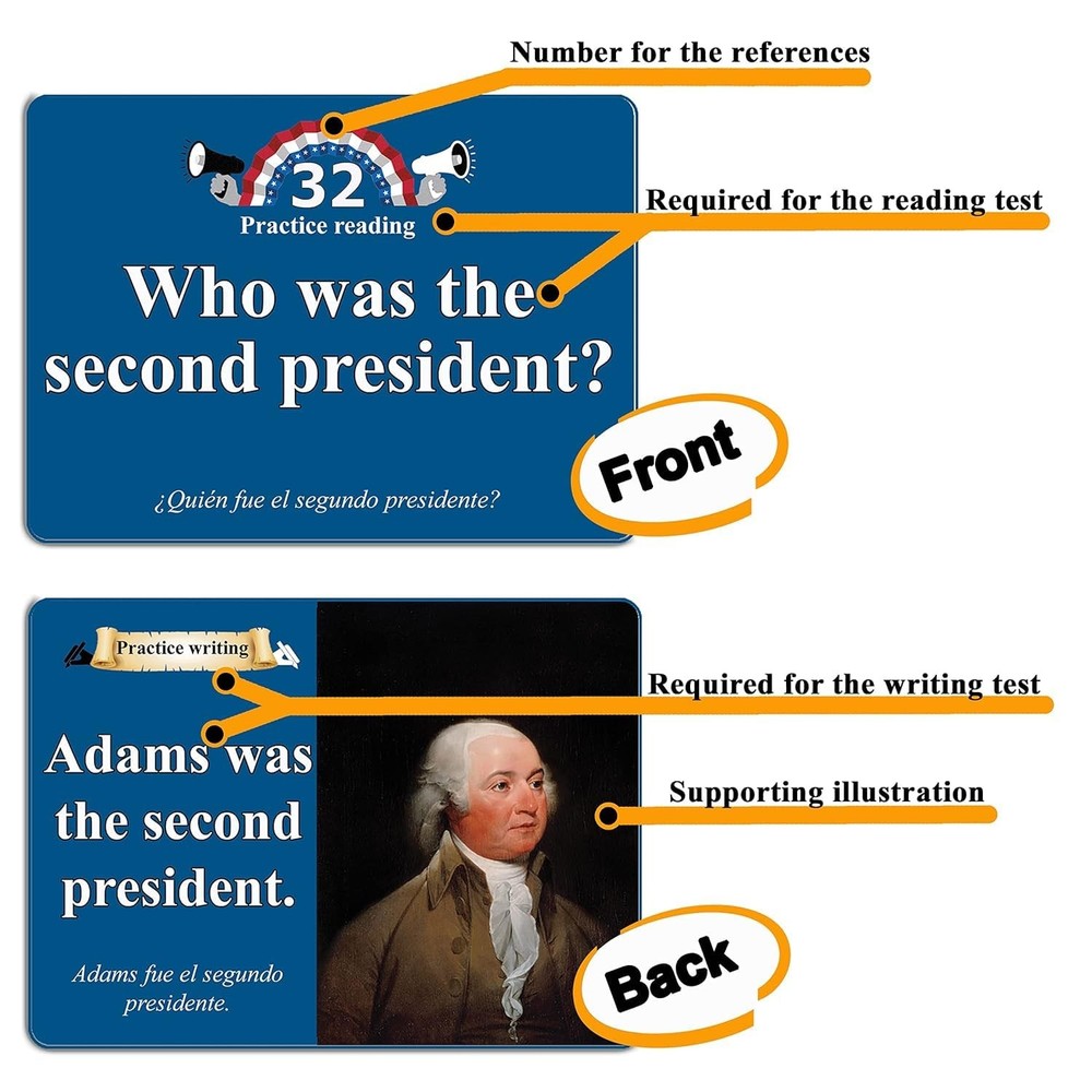 US Citizenship Flash Cards to study for the Naturalization test includes 100...