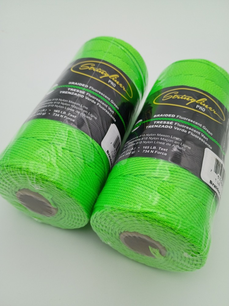 Stringliner Pro 2-Pack Braided Fluorescent Green 1000' Reloadable #18 Nylon Line