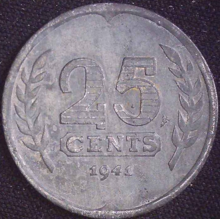 Netherlands - 1941 - 25 Cents - Zinc