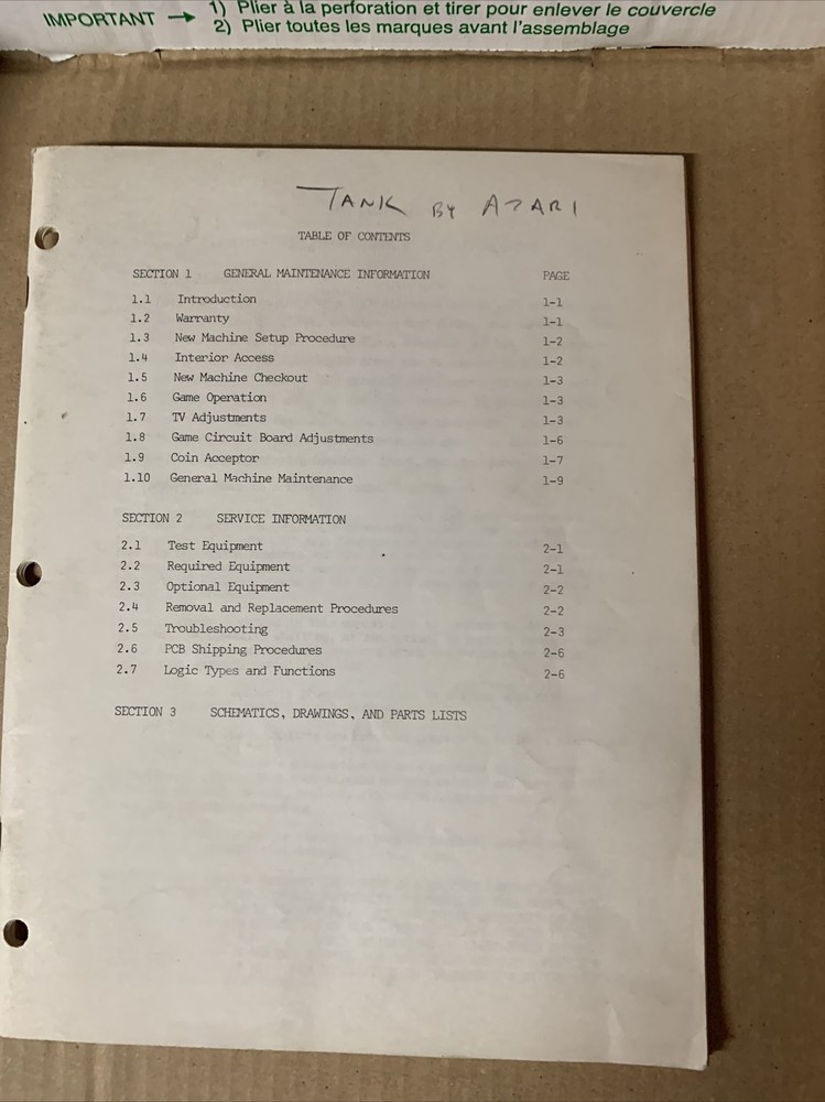 Missing covers,,TANK  ATARI    arcade game manual