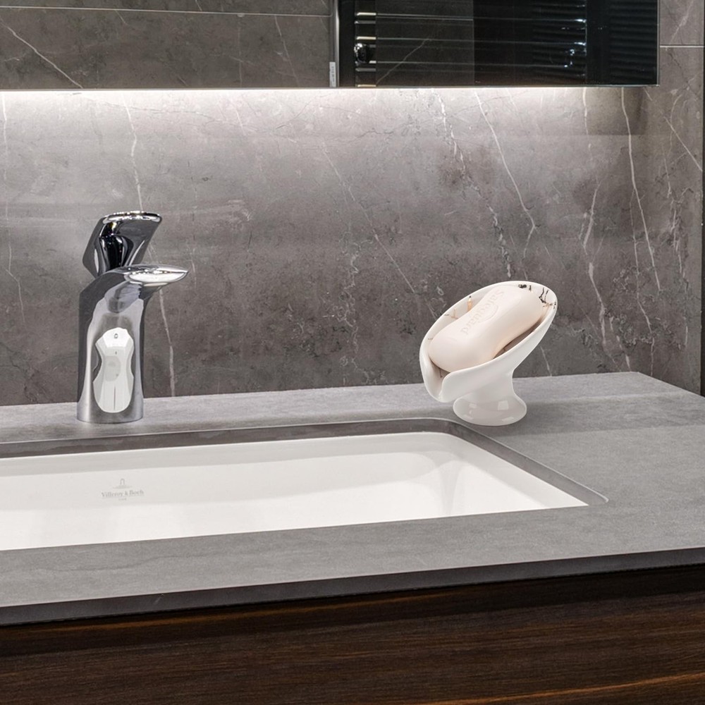 Soap Dish, Ceramic Soap Holder, Self Draining Soap Dish Holder, Leaf Shape Soap