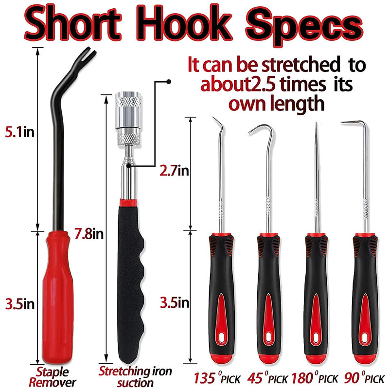 11Pcs/Set Precision Pick & Hook with Scraper and Magnetic Telescoping Tool Kit
