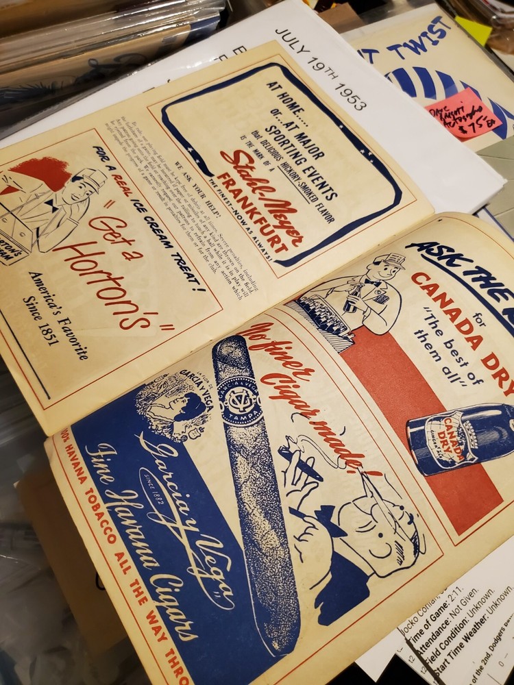 1953 Brooklyn Dodgers Program Jackie Robinson Base Hit Rare Vintage