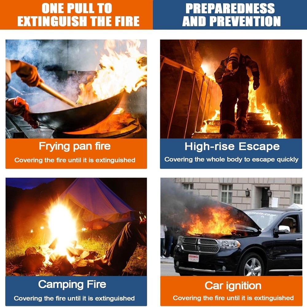 Fire Blanket for Home Safety, 1 Pack Emergency Fire Suppression Blankets