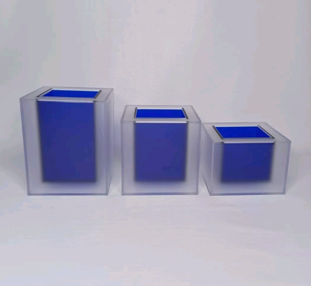 Square Blue Plastic Containers Set For Bathroom