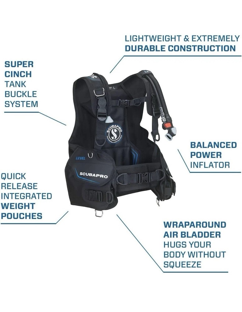 SCUBAPRO Level BCD with AIR 2 Inflator Secondary Regulator / Octo Combo, Medium