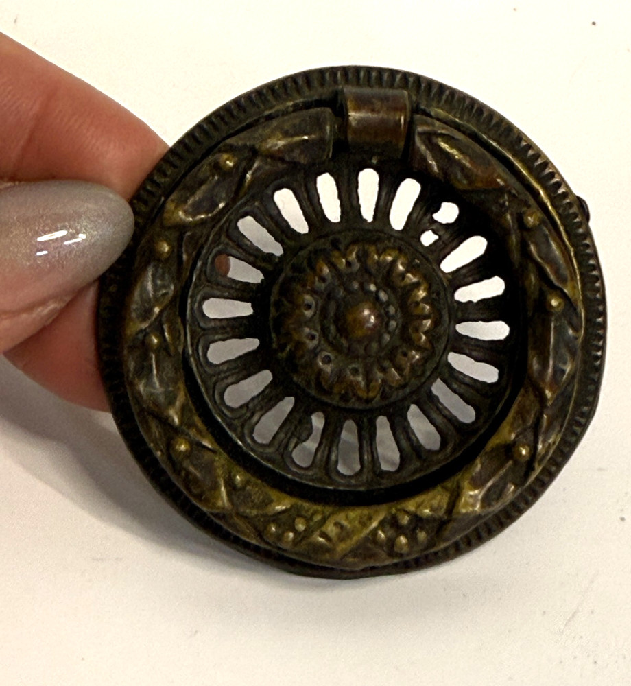 Vintage Medallion ring Brass Drawer Pull KB & Co