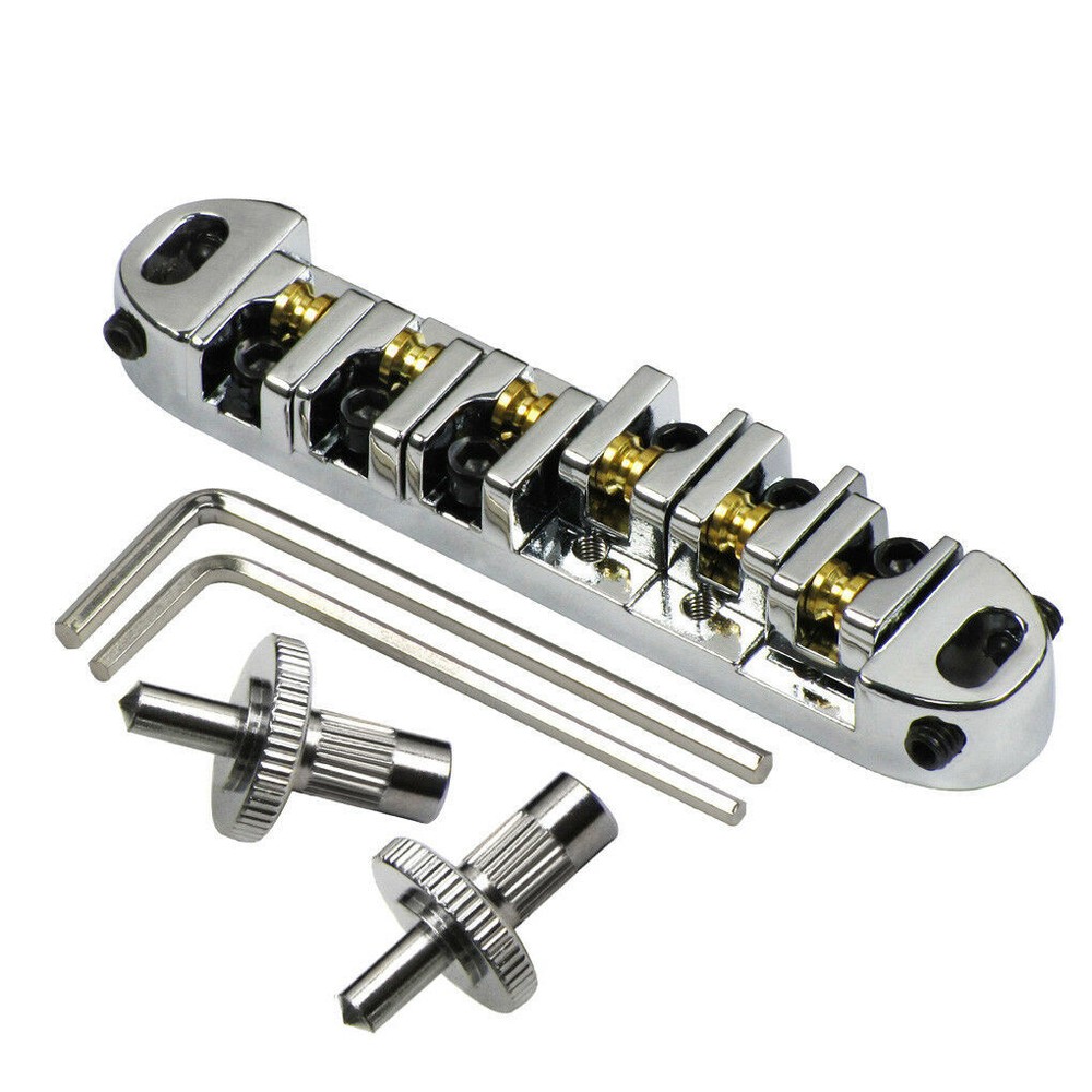 Chrome Guitar Roller Saddle Tune-O-Matic Bridge for Les Paul SG Threaded Posts
