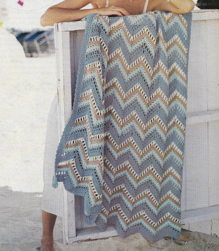 SEASHORE AFGHAN HOME DECOR CROCHET PATTERN INSTRUCTIONS