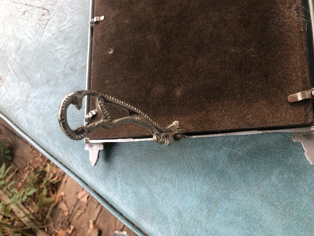 Antique Vintage Pewter Table Mirror 16"x10"