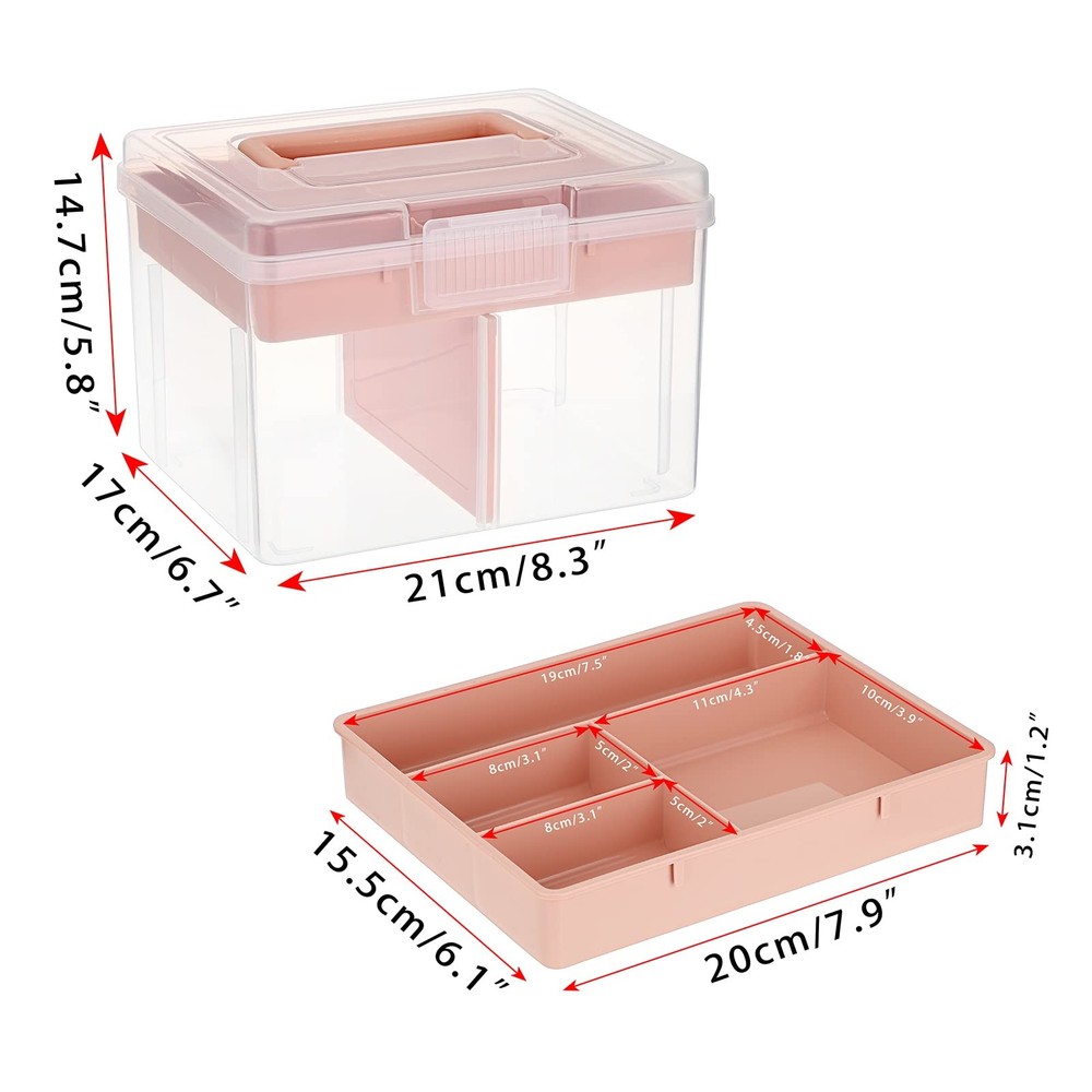 BTSKY 2-Layer Clear Plastic Storage Box w/ Removable Tray - Multi-purpose