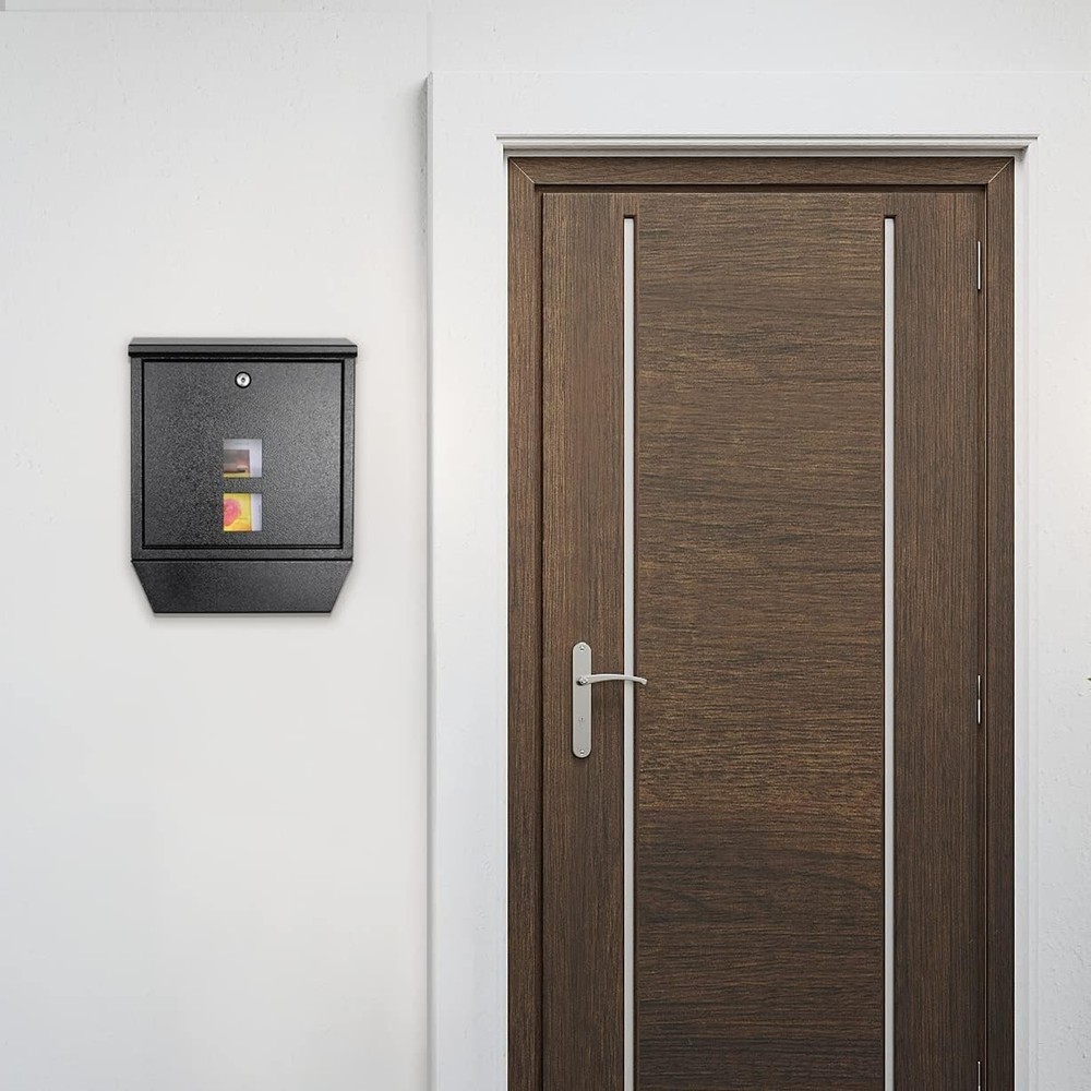 Wall Mount Locking Mailbox with Newspaper Holder, Rainproof Galvanized Mail Box