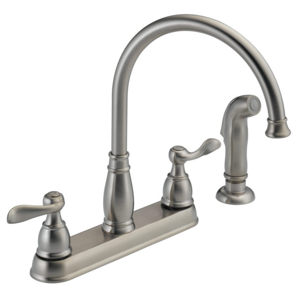 Delta Windemere Two Handle Kitchen Faucet Stainless-Certified Refurbished