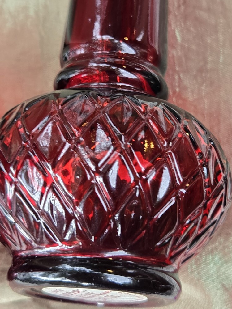 2 Vintage Avon Topaz & Occur Cologne Ruby Red Candle Shaped Perfume Bottle Empty