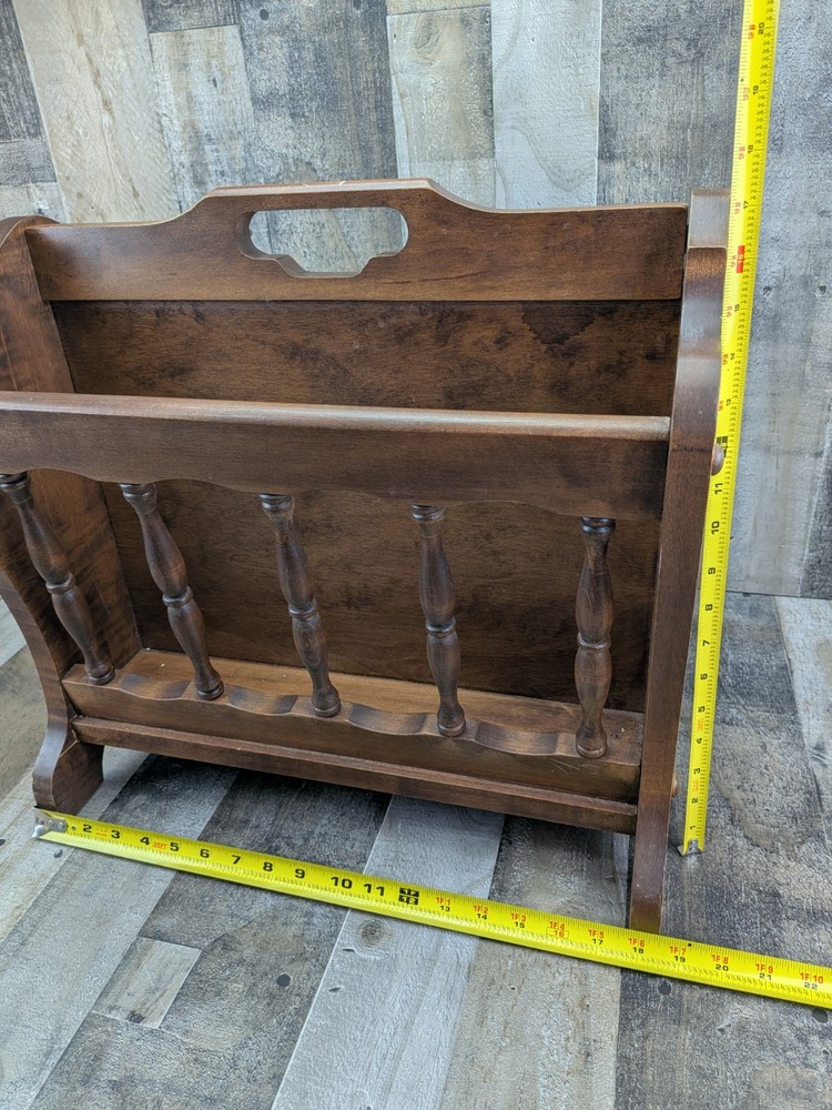 Vintage Mid Century Leick Solid Hardwood Magazine Rack