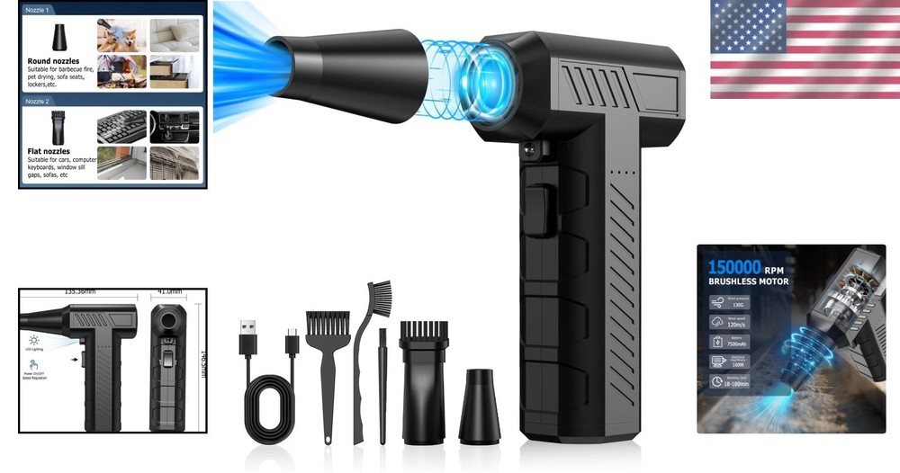Compact Handheld Air Duster with HEPA Filter - Rechargeable & Portable Cleaning