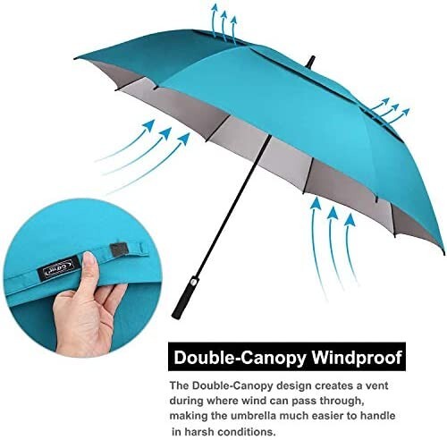 Double Canopy Vented Sun Rain Umbrella Oversize Stick Umbrellas 68' extra large 