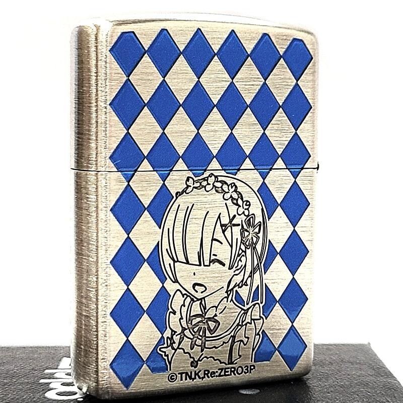 Zippo Re Zero Rem Silver Satin Etching 2 Sided Processing Lighter Regular Japan