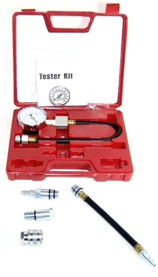 Gasoline Compression Check Tester set Auto Engine Motor Dial Gauge 0-300 psi