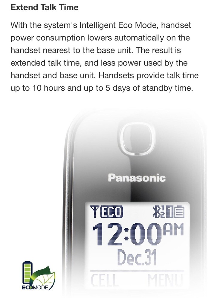 Panasonic, DECT 6.0 Bluetooth 3-Handset Phone System, Link2Cell No Landline Need