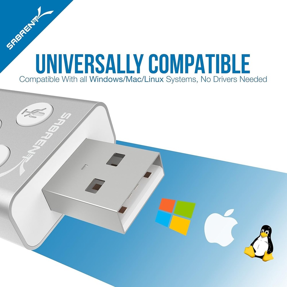 USB 3D Stereo Sound Adapter for Windows & Mac