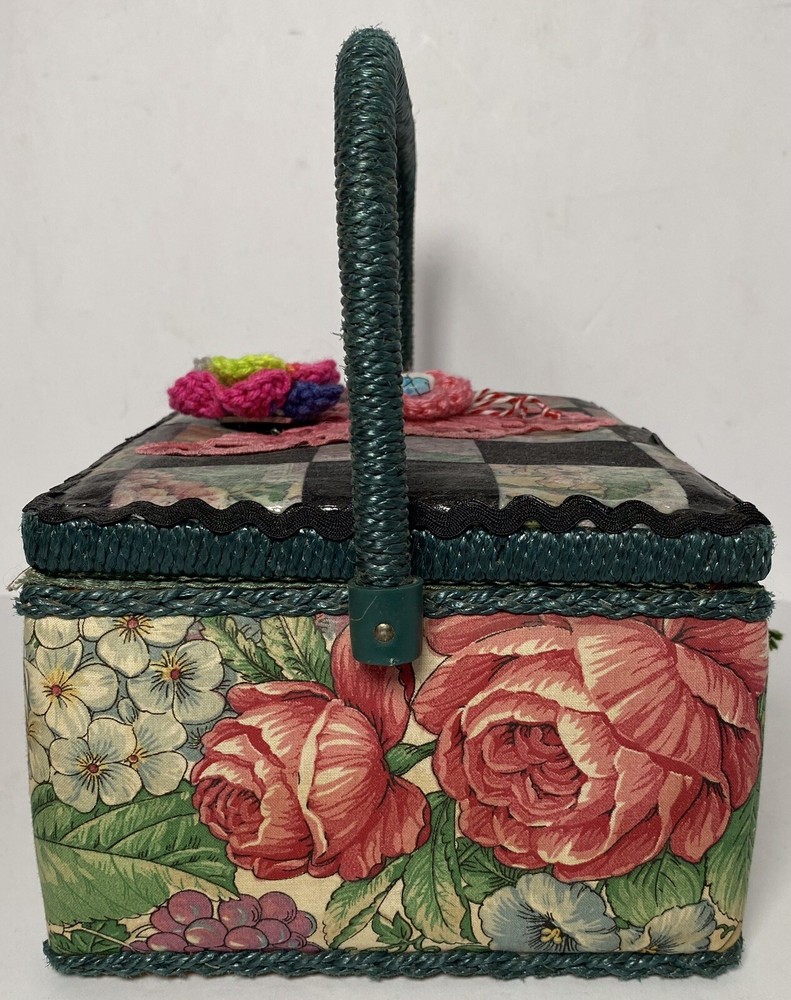 Sewing Basket Box Notions Kit Garden Check 48